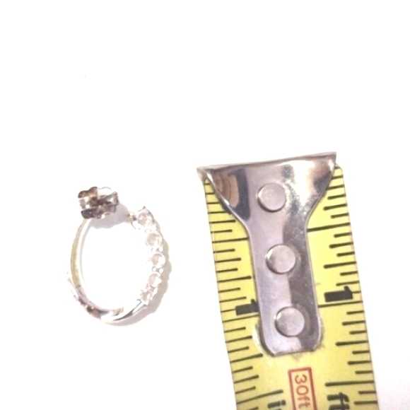 AVON VINTAGE SILVER-TONE CRYSTAL DROP PUSH-BACK .9" EARRINGS - Picture 7 of 8